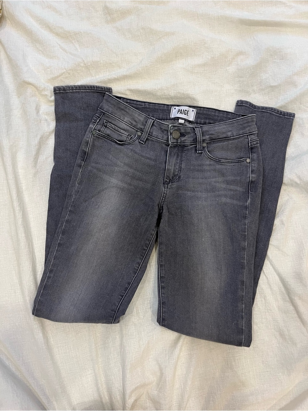 PAIGE Skinny Jeans in Washed Charcoal Gray